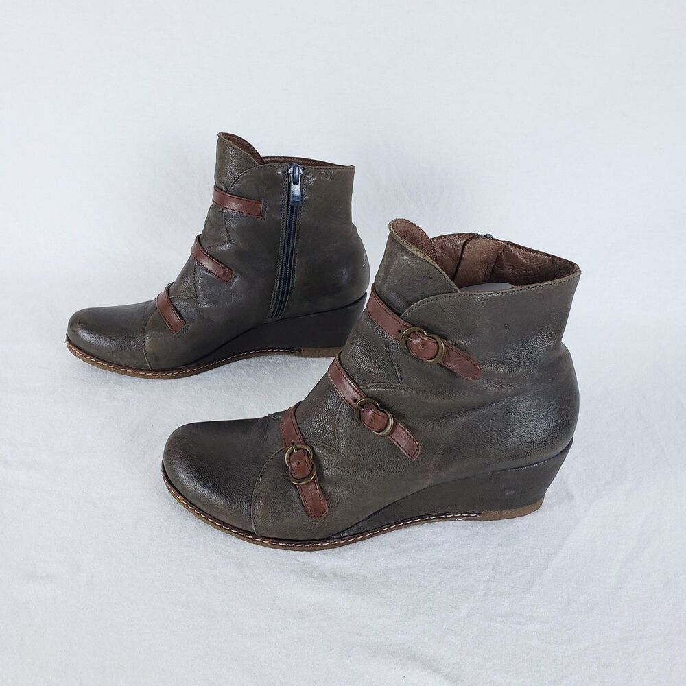 Eric Michael Wedge Ankle Boots Womens 39 Steampunk Victorian inspired Boho Green